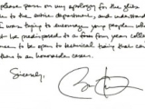 Obama viết thư tay xin lỗi một giáo viên