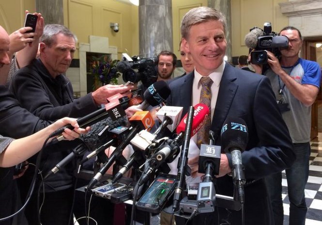 New Zealand Finance Minister and Deputy Prime Minister Bill English speaks to members of the media in Wellington, New Zealand, December 5, 2016. REUTERS/Charlotte Greenfield